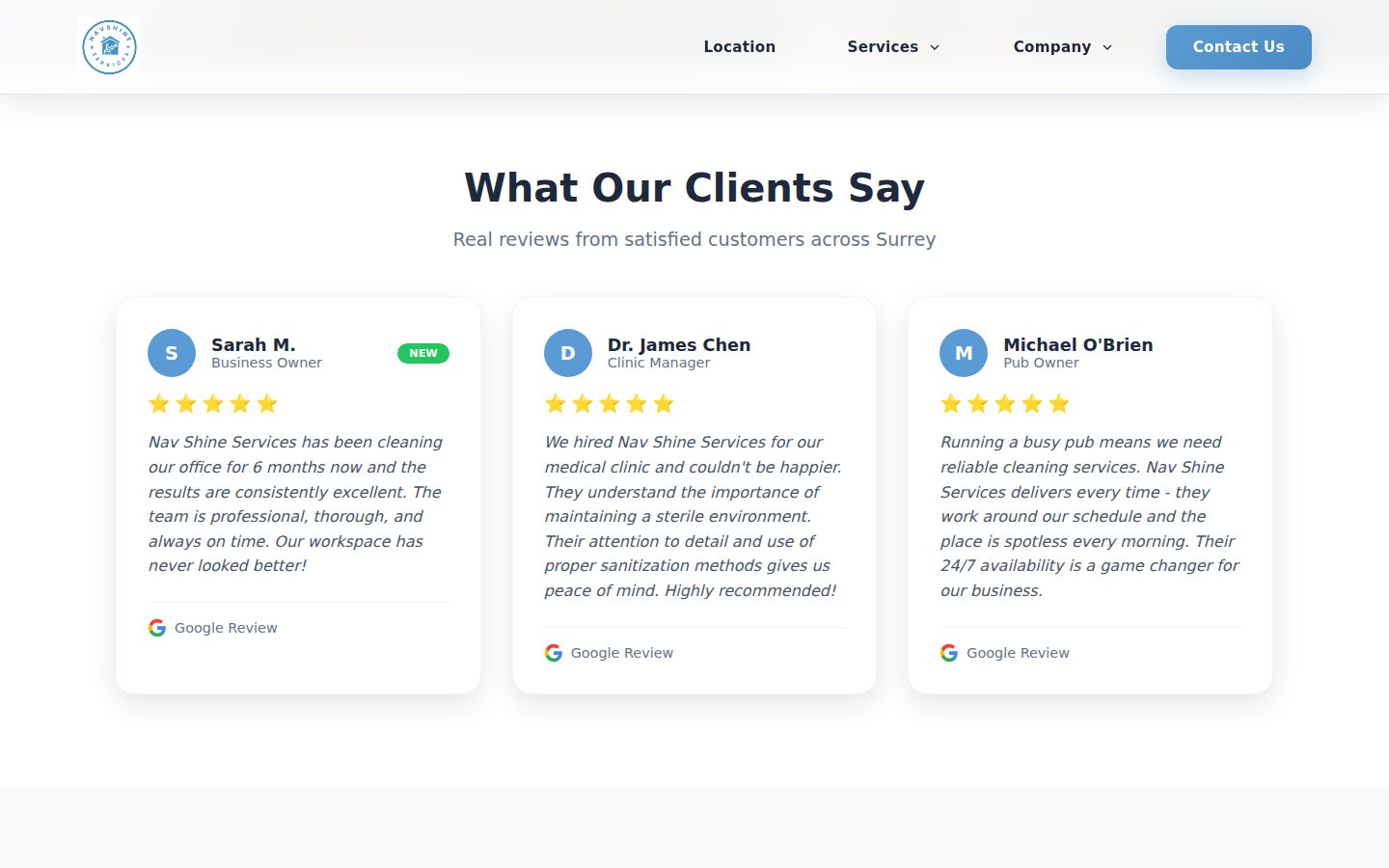 NavShine Cleaning Services, desktop view 2