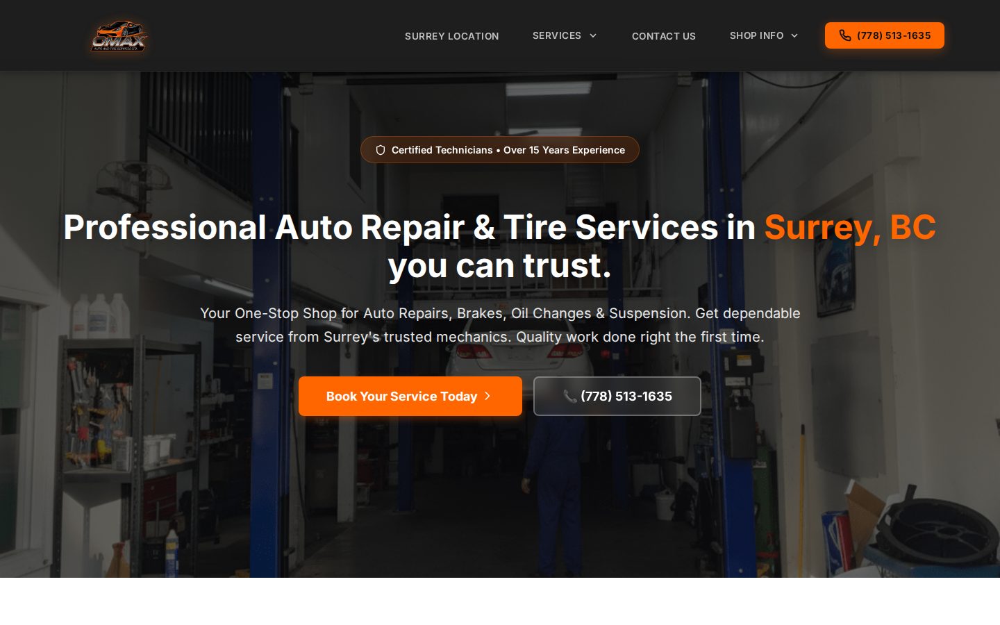 Omax Auto and Tire, desktop view 1