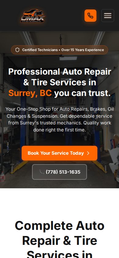 Omax Auto and Tire, phone view